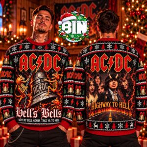 ACDC Hells Bells Highway To Hell Xmas Gift For Fans Rock Band Pullover  Ugly Christmas Sweater