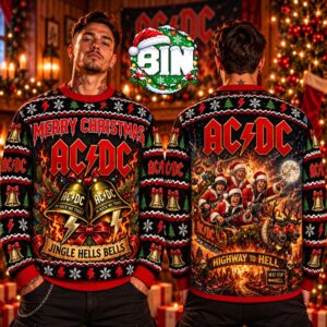 ACDC Jingle Hells Bells Highway To Hell Christmas Day Gift For Rock Families  Ugly Christmas Sweater