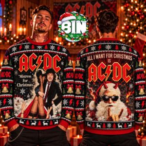ACDC Mistress For Christmas Santa Rock Horns Xmas 2027 Gift For Families Ugly Christmas Sweater