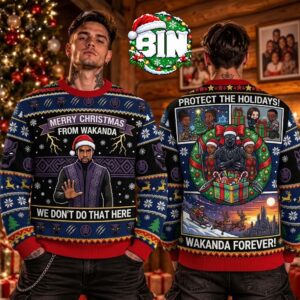 Black Panther Marvel Studios We Dont Do That Here Christmas Day Gift For Fan Ugly Christmas Sweater