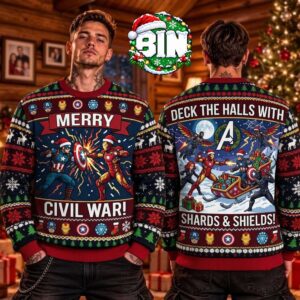 Captain America X Iron Man Civil War Marvel Studios Best Gift For Fan Christmas Day Ugly Christmas Sweater