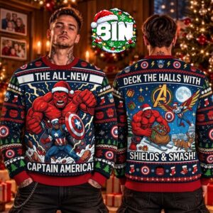 Captain America X Red Hulk Marvel Studios Best Gift For Marvel Best Gift Christmas Day Ugly Christmas Sweater