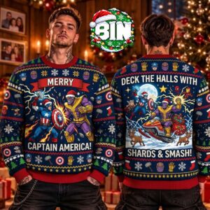Captain America X Thanos Marvel Studios Gift For Fan Best Gift Christmas Day Ugly Christmas Sweater