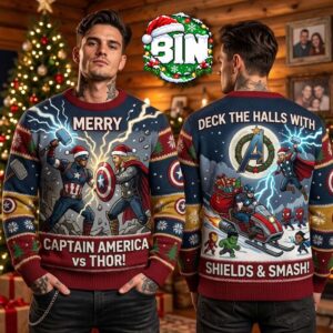 Captain America X Thor Marvel Studios Gift For Fan Best Gift Christmas Day Ugly Christmas Sweater