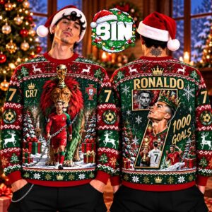 Cristiano Ronaldo Lion King 1000 Goals Merry Christmas Gift For CR7 Fan Best Gift Ideas Ever For Football Player 2026 Ugly Christmas Sweater