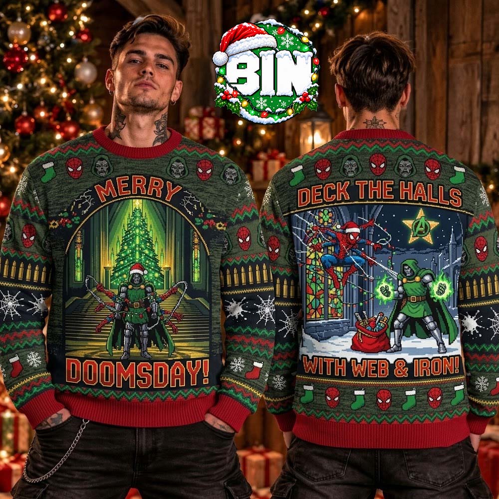 Doomsday X Spider Man Marvel Studio Best Gift For Fan Deck The Halls With Web And Iron Ugly Christmas Sweater Doomsday X Spider Man Marvel Studio Best Gift For Fan Deck The Halls With Web And Iron Ugly Christmas Sweater