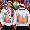 Funny Fishing Man Chest Merry Christman Gift For Fan 2026 Ugly Christmas Sweater