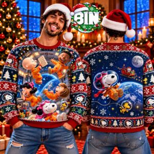 Funny Peanuts Snoopy In Space Merry Christmas Gift Ideas For Movie Fan Best Gift Ever 2026 Ugly Christmas Sweater