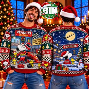 Funny Peanuts Snoopy Racing Pit Crew Merry Christmas Gift Ideas For Movie Fan Best Gift For Friends  2026 Ugly Christmas Sweater