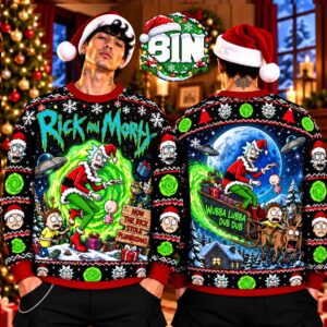 Funny Rick And Morty Merry Christmas Gift Ideas For Families Best Movie Gift Lover 2026 Ugly Christmas Sweater