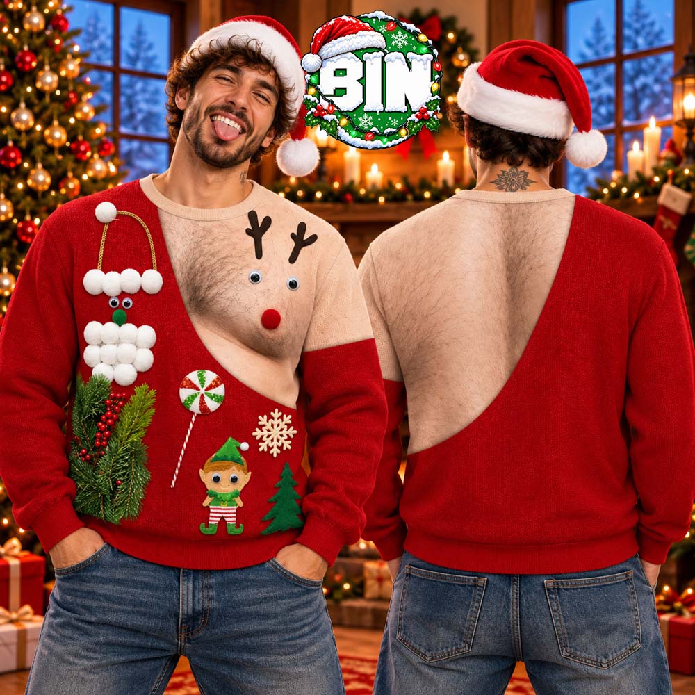 Funny Rudolph Hairy Chest Fake Body Merry Christmas Gift Ideas For Funny Friends Gift For Him 2026 Funny Rudolph Hairy Chest Fake Body Merry Christmas Gift Ideas For Funny Friends Gift For Him 2026