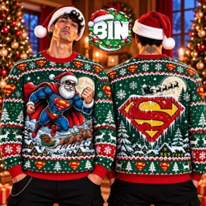 Funny Superman DC Studios Santa Xmas Day Gift For Fan Best Gift Ever 2026 Ugly Christmas Sweater