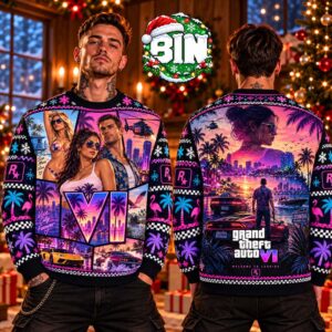 GTA 6 Rockstar Games Christmas Day Gift For Fan Best Gift Ever Ugly Christmas Sweater