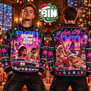 GTA VI Rockstar Game Chrismas Day Gift For Fans Vice City Best Gift Ever Ugly Christmas Sweater Ugly Christmas Sweater