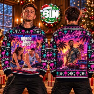 GTA VI Vice City Rockstar Games Christmas Day Gift For Fan Best Gift Ever Ugly Christmas Sweater