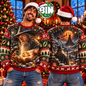 Gandalf The Lord of the Rings Merry Christmas Gift For Fan 2026 Ugly Christmas Sweater