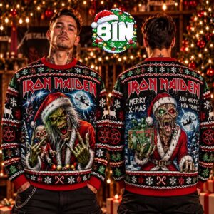 Iron Maiden Merry XMas Eddie Heavy Metal Holiday Pullover Ugly Christmas Sweater