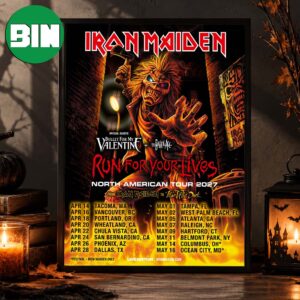 Iron Maiden North American Tour Dates Run For Your Lives 2027 Home Decor Poster Canvas