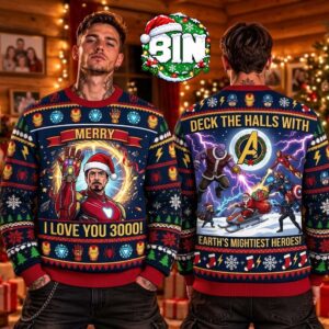 Iron Man x Avenger Endgame I Love You 3000 Gift For Fan Best Gift Ever Ugly Christmas Sweater
