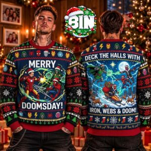 Iron Man x  Doomsday Marvel Studios Spiderman Xmas Best Gift For Fan Marvel Ugly Christmas Sweater