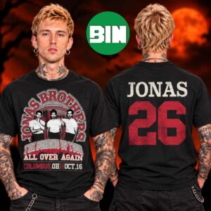 Jonas Brothers Burning Up All Over Again Columbus OH City Two SIded Unisex T Shirt