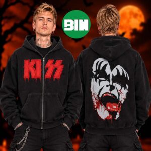 Kiss Merch Collection Halloween Bloody Demon Applique Zip Hoodie