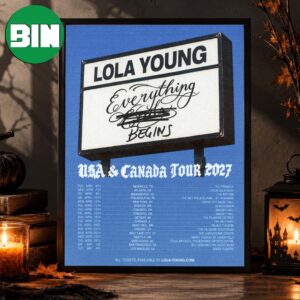 Lola Young North American Tour Dates 2027 Home Decor Poster Canvas
