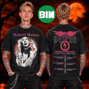 Marilyn Manson Merch Collection Antichrist Superstar Concert 30th Anniversary Tour Dates 2026 Two Sided Unisex T Shirt