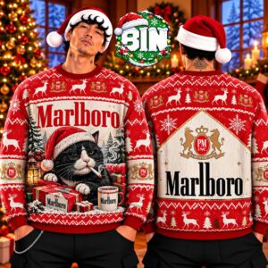 Marlboro Merry Christmas Gift Ideas For Funny Smoking Cat Best Gift Ideas 2026 Ugly Christmas Sweater