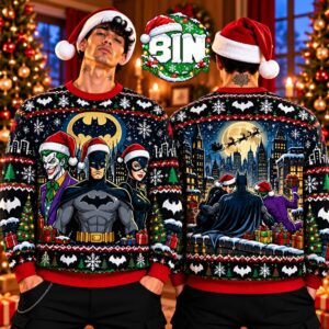 Merry Christmas Batman DC Studios Xmas Gift With Joker Best Gift For Friends 2026 Ugly Christmas Sweater