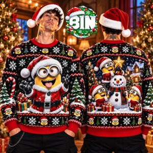 Merry Christmas Funny Minions Xmas Gift For Families 2027 Ugly Christmas Sweater