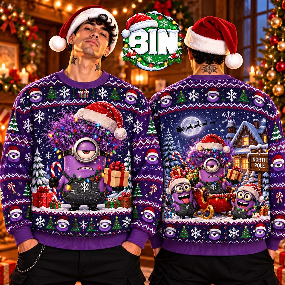 Merry Christmas Funny Purple Minions Xmas Gift For Fans Best Gifts 2027 Ugly Christmas Sweater Merry Christmas Funny Purple Minions Xmas Gift For Fans Best Gifts 2027 Ugly Christmas Sweater