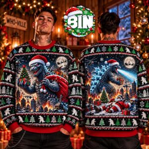 Merry Christmas Godzilla Santas Christmas Day Gift For Best Fans Ugly Christmas Sweater
