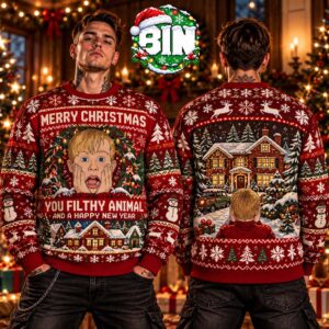 Merry Christmas Home Alone Happy New Year 2027 Gift For Families Ugly Christmas Sweater