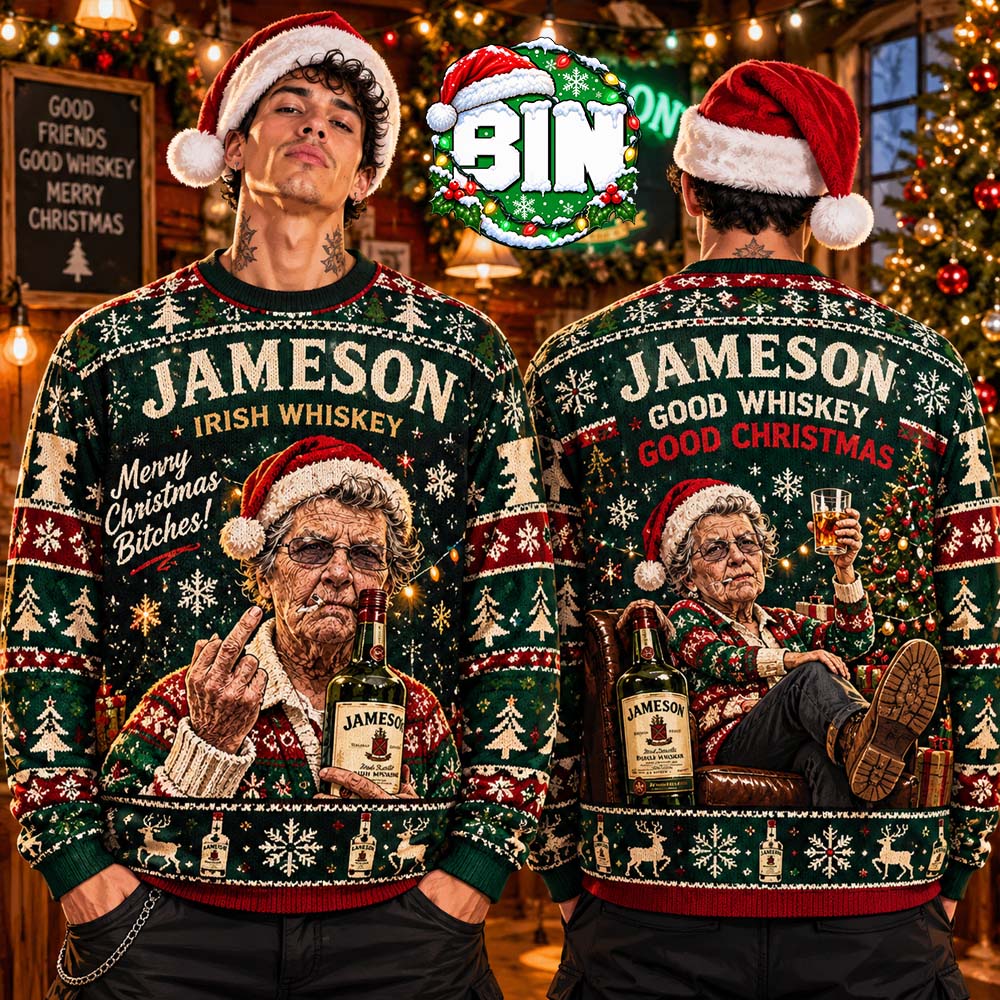 Merry Christmas Jameson Irish Whiskey Xmas Gift For Granma Best Gift For Families 2027 Ugly Christmas Sweater Merry Christmas Jameson Irish Whiskey Xmas Gift For Granma Best Gift For Families 2027 Ugly Christmas Sweater