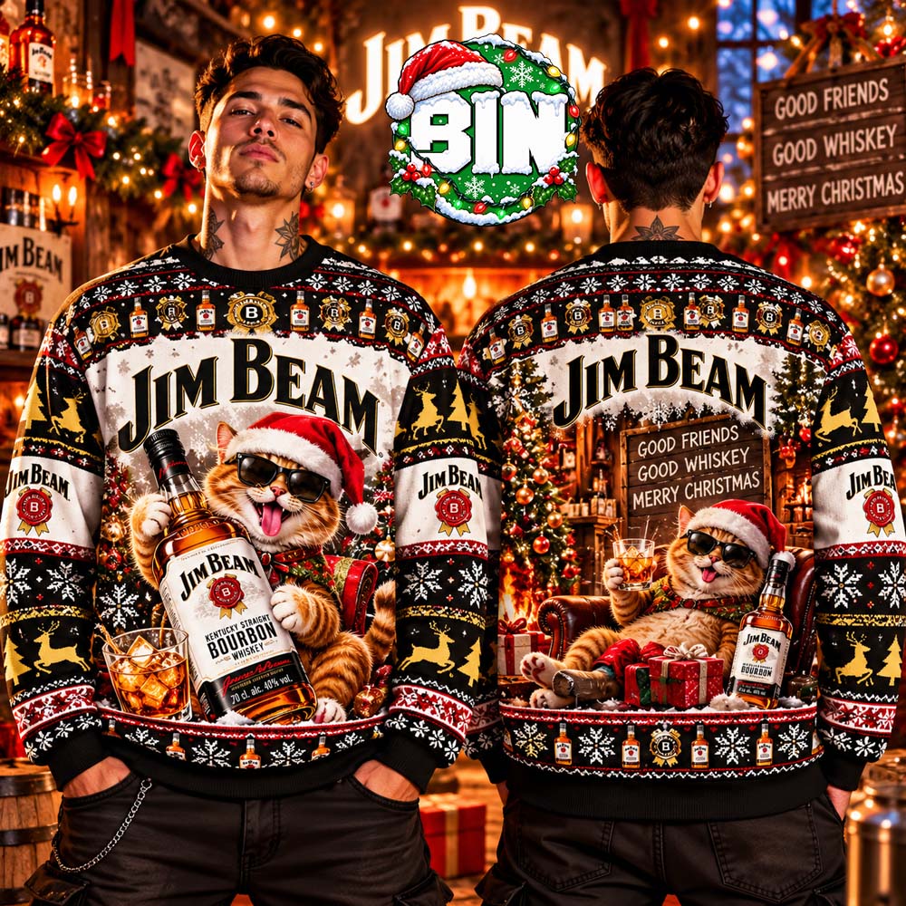 Merry Christmas Jim Beam Funny Drunk Santa Cat Bourbon Whiskey Christmas Gift 2027 Gift For Families Ugly Christmas Sweater Merry Christmas Jim Beam Funny Drunk Santa Cat Bourbon Whiskey Christmas Gift 2027 Gift For Families Ugly Christmas Sweater