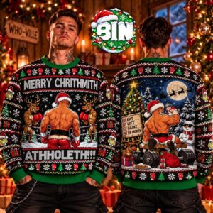 Merry Christmas Mike Tyson 2027 Athholeth Boxing Fan Christmas Gift For Families Ugly Christmas Sweater