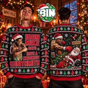 Merry Christmas Mike Tyson Have A Knockout Christmas Day Gift For Best Fan 2027 Ugly Christmas Sweater