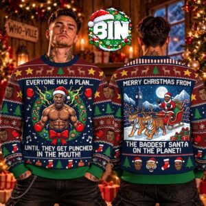 Merry Christmas Mike Tyson They Get Punched In The Mouth 2027 Best Gift For Boxing Fans Ugly Christmas Sweater