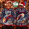 Merry Christmas Miller Lite Football Bull Xmas Day Gift For Fan Best Gift For Beer Lover Ugly Christmas Sweater