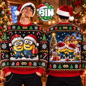 Merry Christmas Minions Xmas Gift Holiday New Year Gift For Fan 2027 Ugly Christmas Sweater
