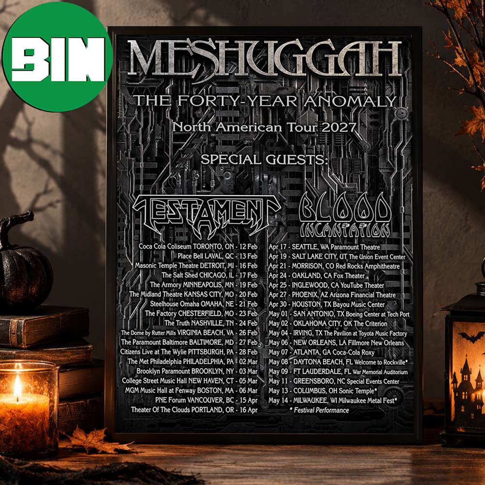 Meshuggah The Forty Year Anomaly North American Tour Dates 2027 Home Decor Poster Canvas Meshuggah The Forty Year Anomaly North American Tour Dates 2027 Home Decor Poster Canvas