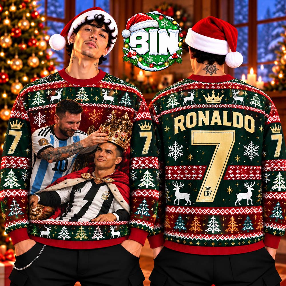 Messi Crowning Ronaldo King CR7 GOAT Holiday Merry Christmas Gift Ideas For Fan CR7 Best Gift Ever Ugly Christmas Sweater Messi Crowning Ronaldo King CR7 GOAT Holiday Merry Christmas Gift Ideas For Fan CR7 Best Gift Ever Ugly Christmas Sweater