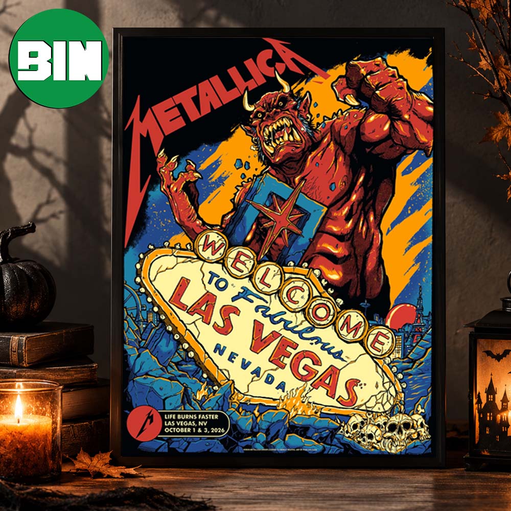 Metallica Las Vegas Nevada Event Poster At Life Burns Faster In Las Vegas Neveda On October 1 3 2026 Home Decor Poster Canvas Metallica Las Vegas Nevada Event Poster At Life Burns Faster In Las Vegas Neveda On October 1 3 2026 Home Decor Poster Canvas