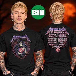 Metallica Merch Collection Las Vegas Event Tee At Life Burns Faster Tour Dates 2026 Two Sided Unisex T Shirt