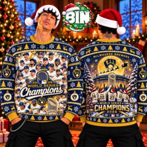 Milwaukee Brewers 2026 World Series Champions Xmas Gifts Ideas For Baseball Fan Ugly Champions Sweater