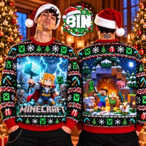 Minecraft Thor Marvel Merry Christmas Gift For Fan Minecraf Best Gift Ever Ugly Christmas Sweater