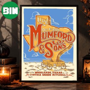 Mumford And Sons Woodlands Texas Event Poster At Cynthia Woods Mitchell On October 1st 2026 Home Decor Poster Canvas