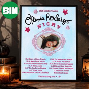 Olivia Rodrigo The Unraveled Tour Dates October On 2026 Home Decor Poster Canvas
