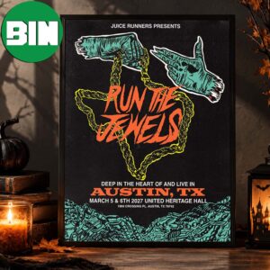 Run The Jewels Austin TX Event Poster At United Heritage Hall In Austin TX On March 5 6 2027 Home Decor Poster Canvas
